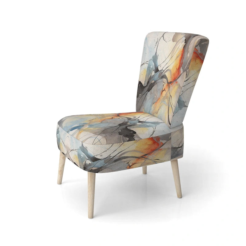 Designart  Marble Serenity Colorful Gray Watercolor Waves I  Upholstered Abstract Shapes Accent Chair and Modern Arm Chair