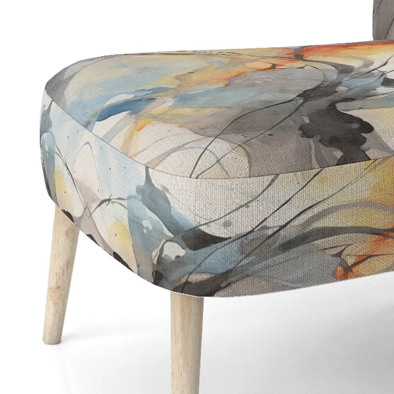 Designart  Marble Serenity Colorful Gray Watercolor Waves I  Upholstered Abstract Shapes Accent Chair and Modern Arm Chair