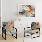Designart  Marble Serenity Colorful Gray Watercolor Waves I  Upholstered Abstract Shapes Accent Chair and Modern Arm Chair