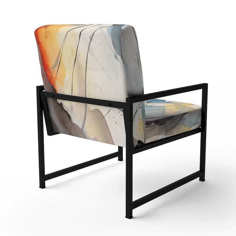 Designart  Marble Serenity Colorful Gray Watercolor Waves I  Upholstered Abstract Shapes Accent Chair and Modern Arm Chair