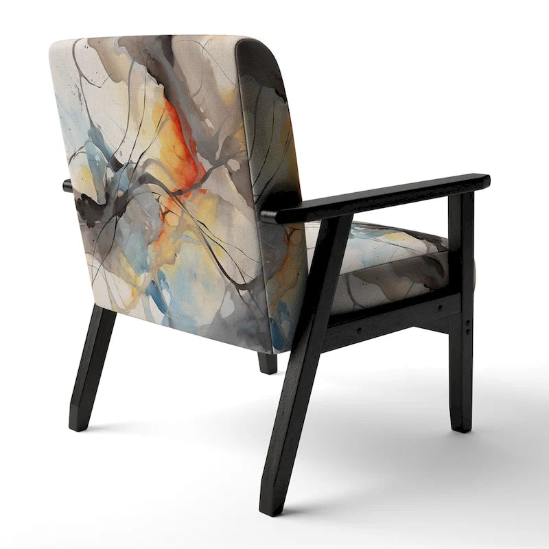 Designart  Marble Serenity Colorful Gray Watercolor Waves I  Upholstered Abstract Shapes Accent Chair and Modern Arm Chair