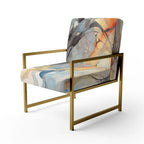 Designart  Marble Serenity Colorful Gray Watercolor Waves I  Upholstered Abstract Shapes Accent Chair and Modern Arm Chair