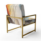 Designart  Marble Serenity Colorful Gray Watercolor Waves I  Upholstered Abstract Shapes Accent Chair and Modern Arm Chair