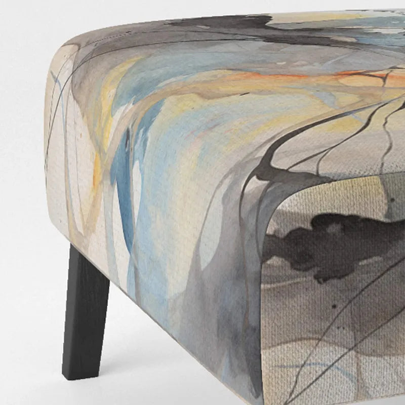 Designart  Marble Serenity Colorful Gray Watercolor Waves I  Upholstered Abstract Shapes Accent Chair and Modern Arm Chair