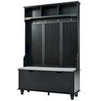 47.2 Entryway Bench with Coat Rack, Cushion and 4 Sturdy Hooks for Hallway, Entryway, Living Room