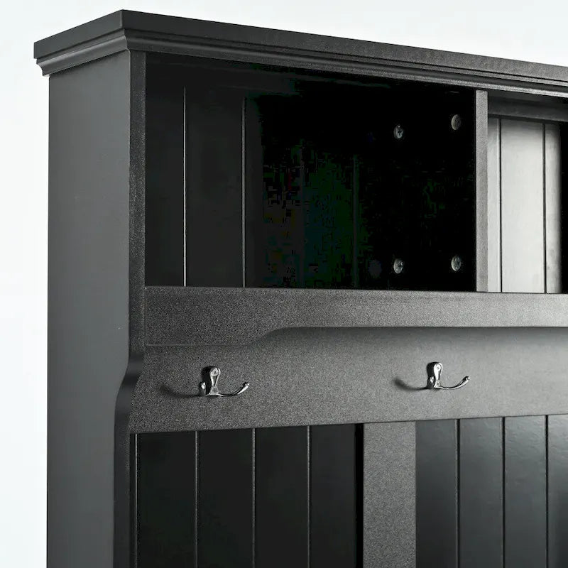 47.2 Entryway Bench with Coat Rack, Cushion and 4 Sturdy Hooks for Hallway, Entryway, Living Room