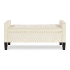 GEITIN Upholstered Tufted Button Storage Bench with Nails Trim