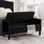 GEITIN Upholstered Tufted Button Storage Bench with Nails Trim
