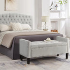 GEITIN Upholstered Tufted Button Storage Bench with Nails Trim