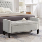 GEITIN Upholstered Tufted Button Storage Bench with Nails Trim