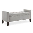 GEITIN Upholstered Tufted Button Storage Bench with Nails Trim