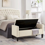 GEITIN Upholstered Tufted Button Storage Bench with Nails Trim