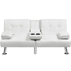 Yaheetech Faux Leather Convertible Futon Sofa Bed 3-In-1 Adjustable Futon Couch