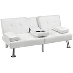 Yaheetech Faux Leather Convertible Futon Sofa Bed 3-In-1 Adjustable Futon Couch
