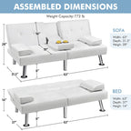 Yaheetech Faux Leather Convertible Futon Sofa Bed 3-In-1 Adjustable Futon Couch