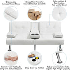 Yaheetech Faux Leather Convertible Futon Sofa Bed 3-In-1 Adjustable Futon Couch