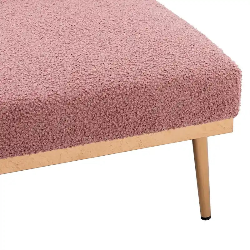 62 L Chaise Lounge Indoor, Modern Teddy Fabric Sleeper Chair Bed for Living Room, Convertible Lounge Chair with Iron Legs