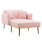 62 L Chaise Lounge Indoor, Modern Teddy Fabric Sleeper Chair Bed for Living Room, Convertible Lounge Chair with Iron Legs