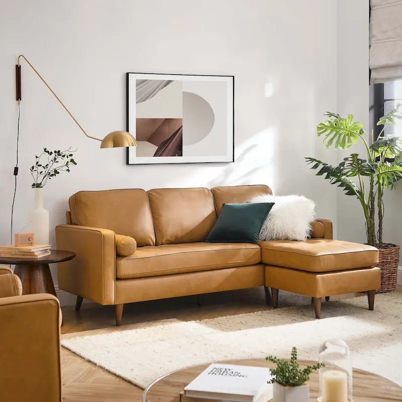 Valour 78  Leather Apartment Sectional Sofa