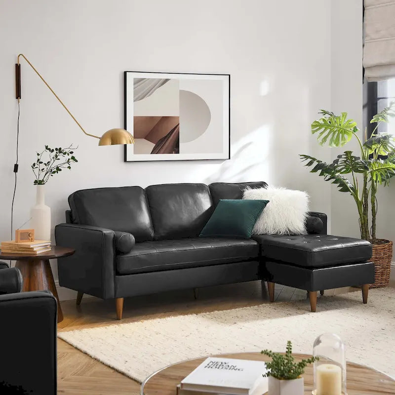 Valour 78  Leather Apartment Sectional Sofa