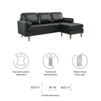 Valour 78  Leather Apartment Sectional Sofa
