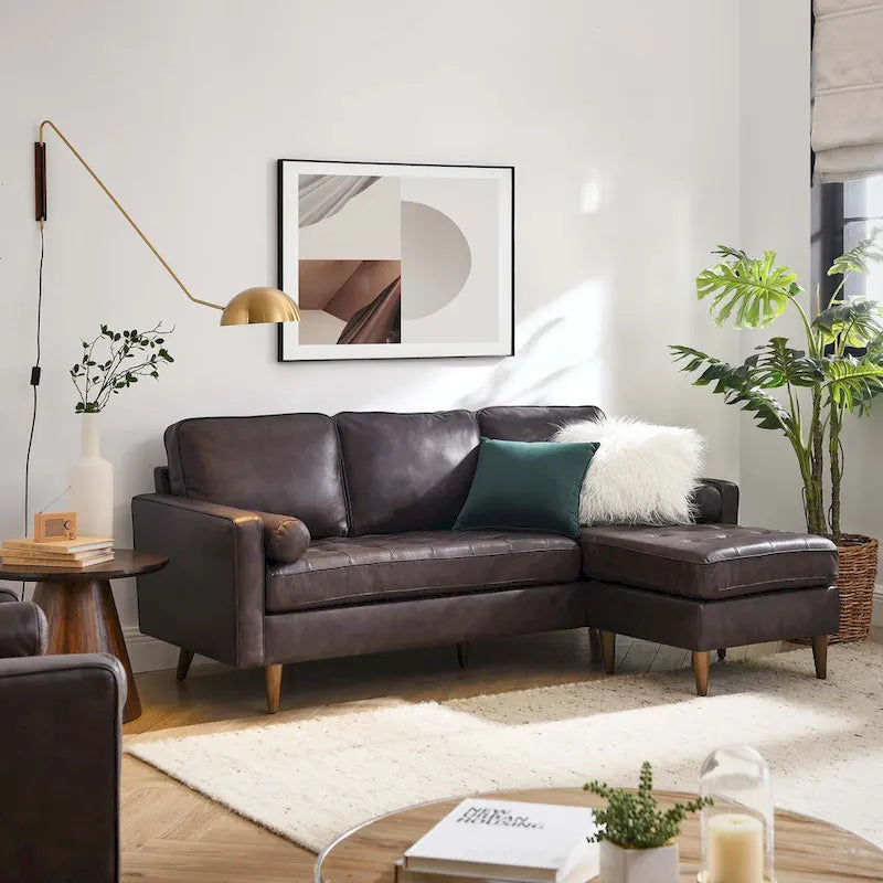 Valour 78  Leather Apartment Sectional Sofa