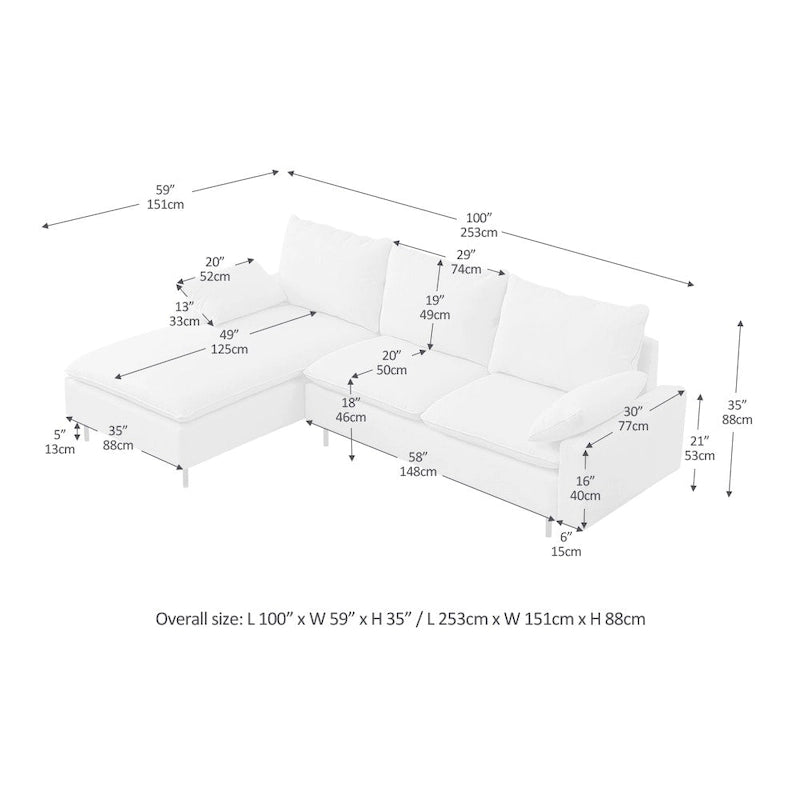 L-Shaped Upholstered Sectional Sofa with Chaise
