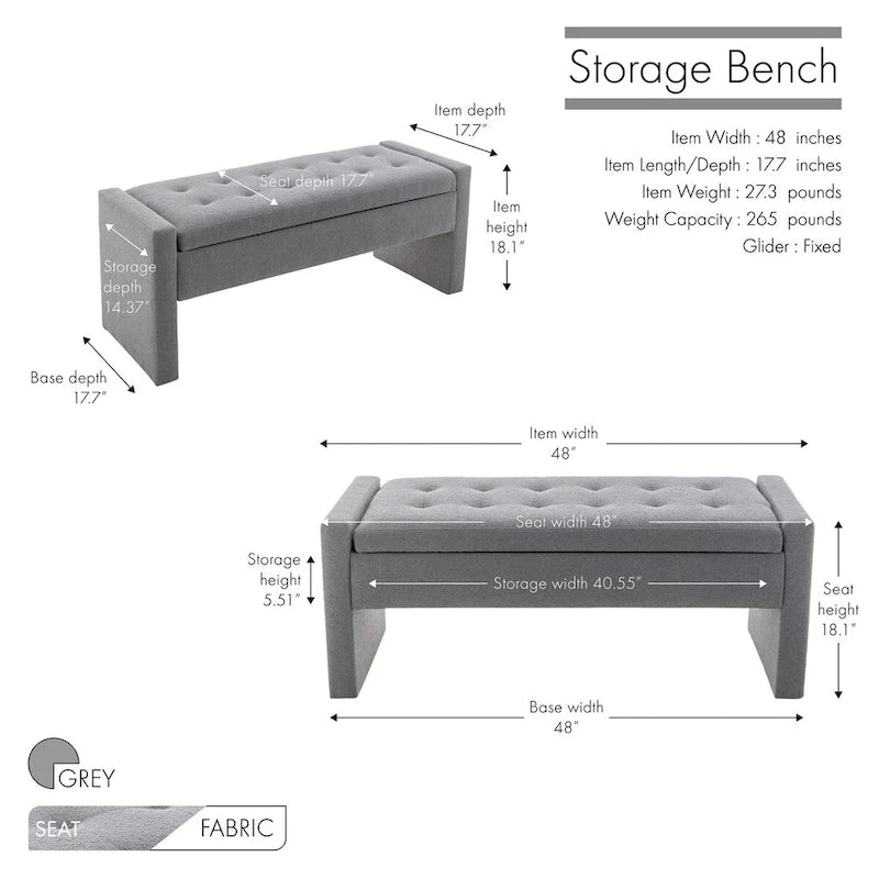 Porthos Home Etta Boucle Fabric Storage Bench