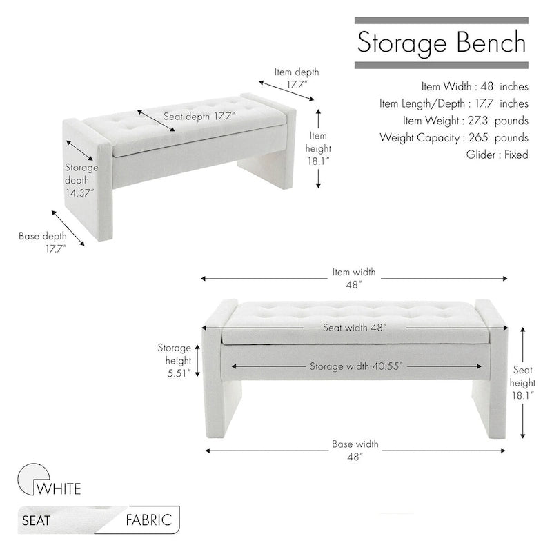 Porthos Home Etta Boucle Fabric Storage Bench