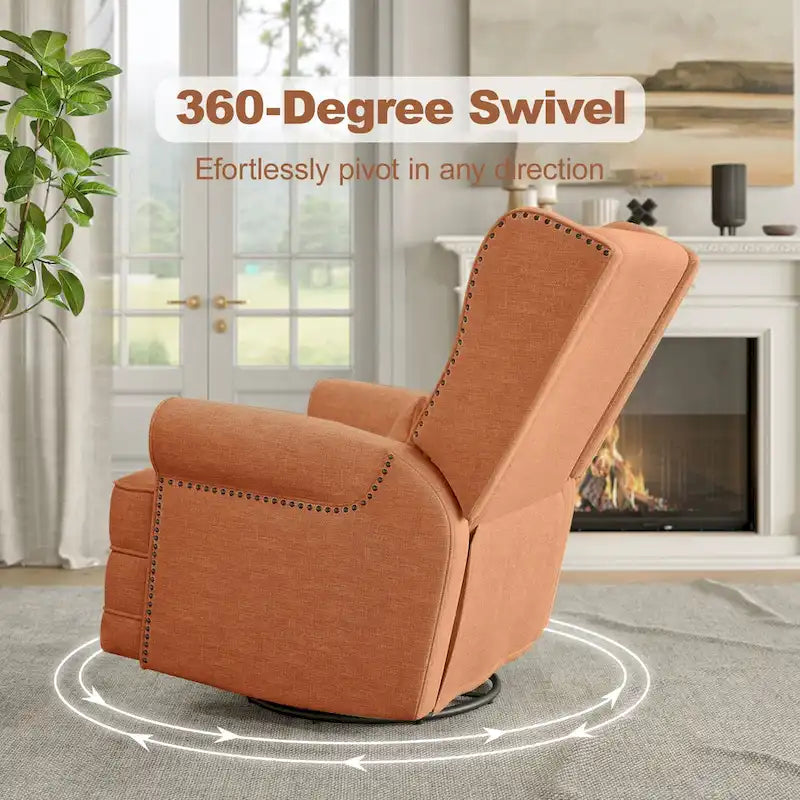 Swivel Recliner Chair with Extra Large Footrest, Grey