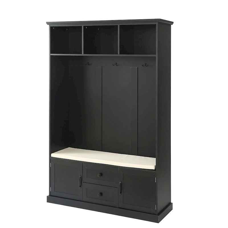 Hall Tree with 3 HooksCoat Hanger, Entryway Bench,Storage Bench, 3-in-1 Design,47.2INCH,for Entrance,Hallway