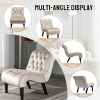 Velvet Armless Accent Chair, Button Tufted Slipper Chair, Side Chair, Lounge Chair