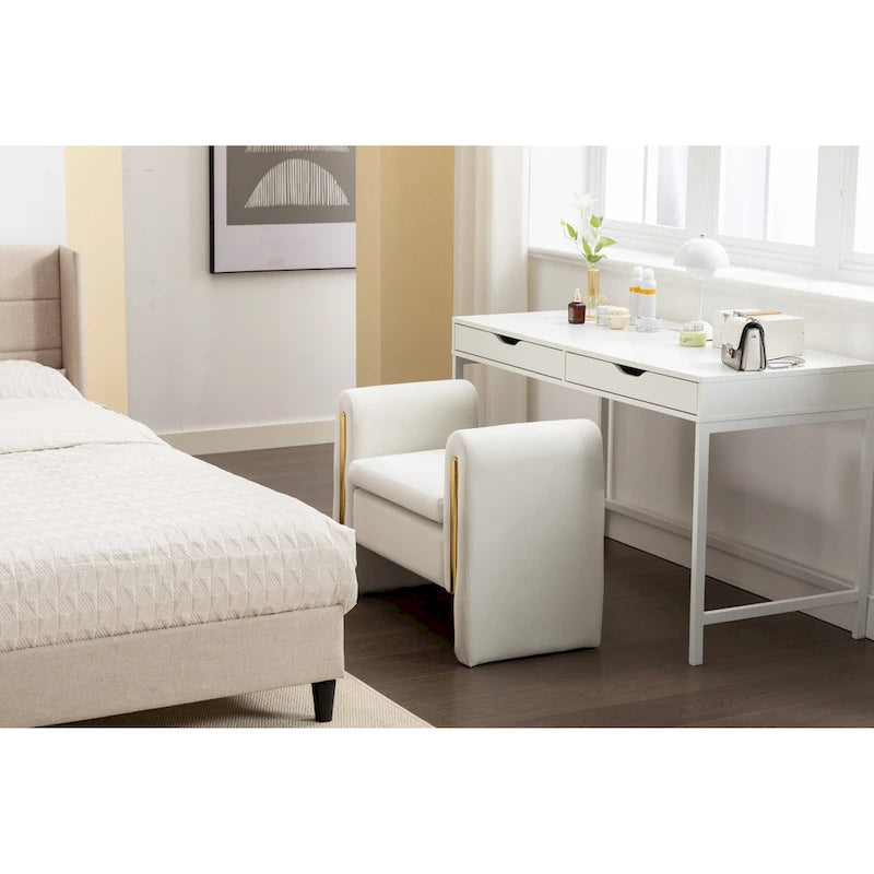 Velvet Fabric Single Bench Shoe Bench Makeup Bench For Bedroom Indoor