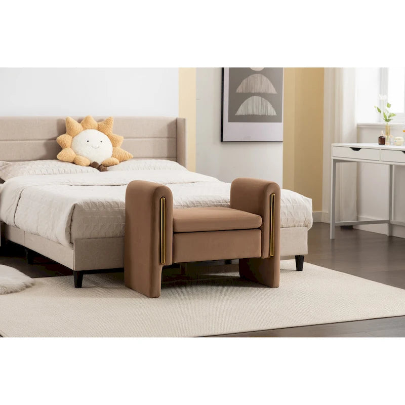 Velvet Fabric Single Bench Shoe Bench Makeup Bench For Bedroom Indoor