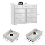 Bedroom dresser, 9 drawer long dresser with antique handles, wood chest of drawers for kids room, living room, entry and hallway