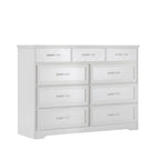Bedroom dresser, 9 drawer long dresser with antique handles, wood chest of drawers for kids room, living room, entry and hallway