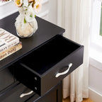 Bedroom dresser, 9 drawer long dresser with antique handles, wood chest of drawers for kids room, living room, entry and hallway