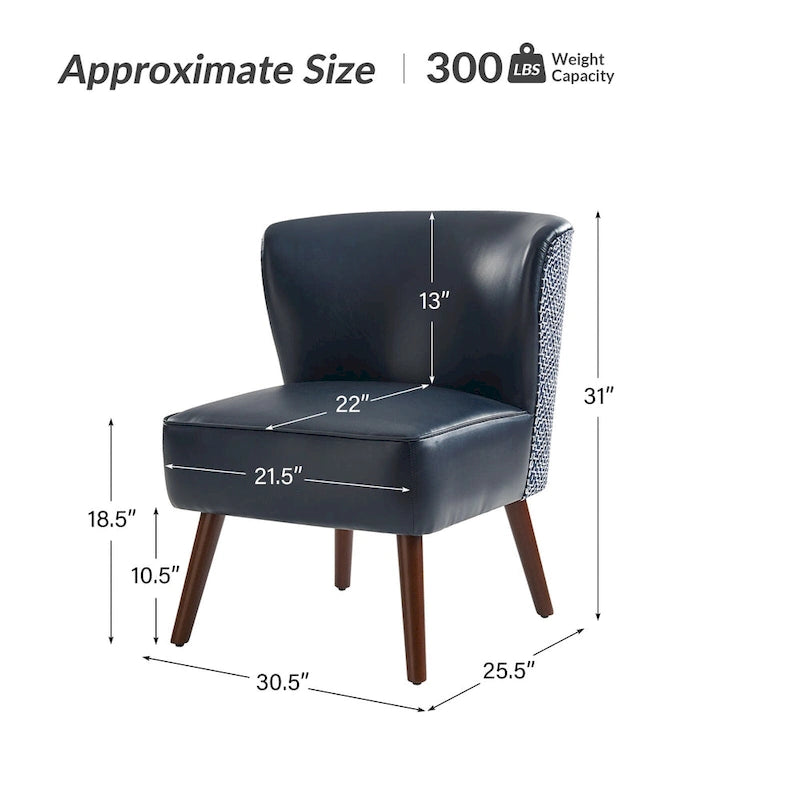 Alexander Mid-Century Modern Side Armchair with Solid Wood Legs by HULALA HOME