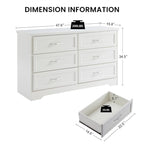 Modern 3 Drawer Bedroom Chest of Drawers with 6 Drawers Dresser, Clothes Organizer Metal Pulls