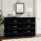 Modern 3 Drawer Bedroom Chest of Drawers with 6 Drawers Dresser, Clothes Organizer Metal Pulls