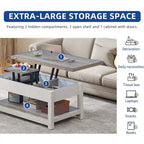 Moasis Farmhouse Lift Top Coffee Table Expandable Tabletop with Hidden Storage and Shelf for Living Room