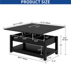 Moasis Farmhouse Lift Top Coffee Table Expandable Tabletop with Hidden Storage and Shelf for Living Room