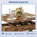 Moasis Farmhouse Lift Top Coffee Table Expandable Tabletop with Hidden Storage and Shelf for Living Room