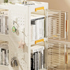 4-Tier Rolling Storage bookcase with Wheels,Large Capacity Storage bins, Mobile Multifunction Utility Rolling Storage Organizer