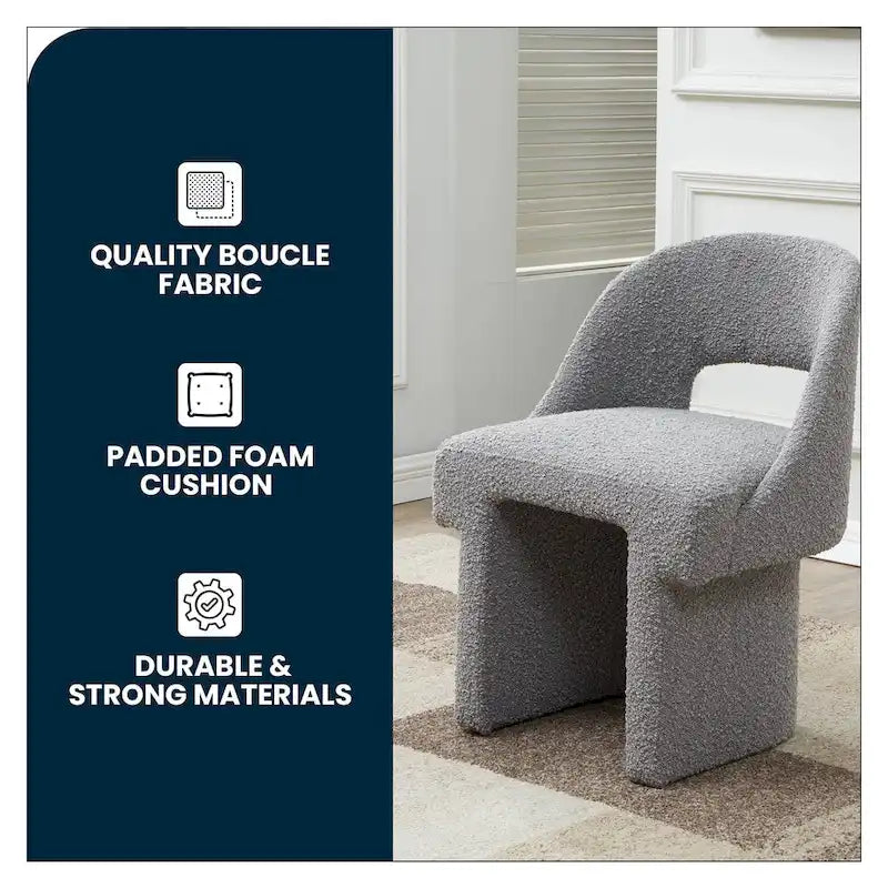 Boucle Modern Elegant Upholstered Accent Chair with MDF Wood Frame for Home Office Living Room & Bedroom
