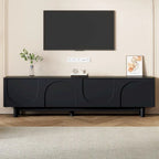 TV Stand for TVs Up to 78 , Entertainment Center with Solid Wood Legs, Practical Media Console with Adjustable Shelves