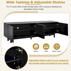 TV Stand for TVs Up to 78 , Entertainment Center with Solid Wood Legs, Practical Media Console with Adjustable Shelves