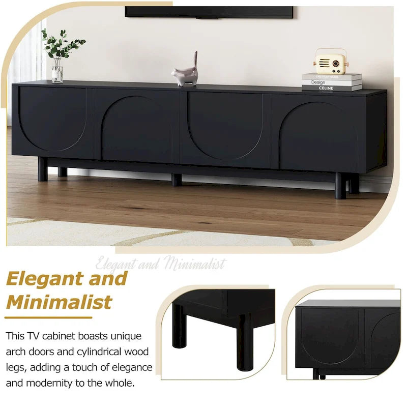 TV Stand for TVs Up to 78 , Entertainment Center with Solid Wood Legs, Practical Media Console with Adjustable Shelves
