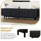 TV Stand for TVs Up to 78 , Entertainment Center with Solid Wood Legs, Practical Media Console with Adjustable Shelves