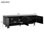 TV Stand for TVs Up to 78 , Entertainment Center with Solid Wood Legs, Practical Media Console with Adjustable Shelves